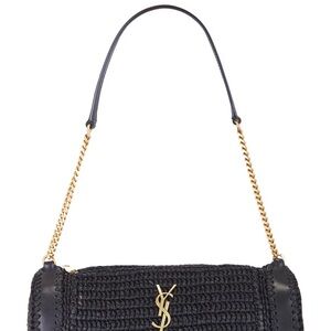 Yves Saint Laurent Woven Black and Gold Shoulder Bag